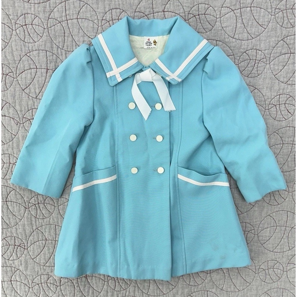 Vintage‎ 80s 90s Disney Winnie the Pooh Nautical Sailor Coat Jacket USA / Size 4